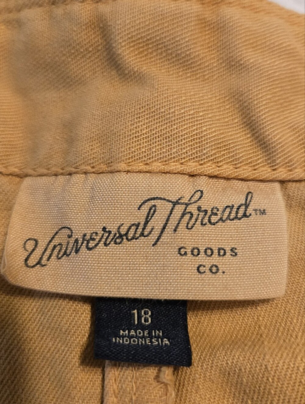 Universal Thread Cotton Wide Leg Cropped Cargo Pants Mustard Gold Sz 18 - Picture 5 of 8